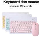 Keyboard dan Mouse Nirkabel 1 Set/10 Inci Set Mini Ringan Portabel Cocok untuk Komputer